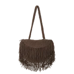 شنطة كروشيه بنية بشرابات